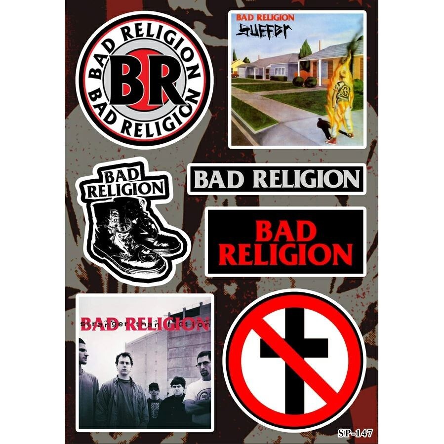 Bad Religion Sticker Pack | BR Suffer Crossbuster American Punk Rock Band Logo
