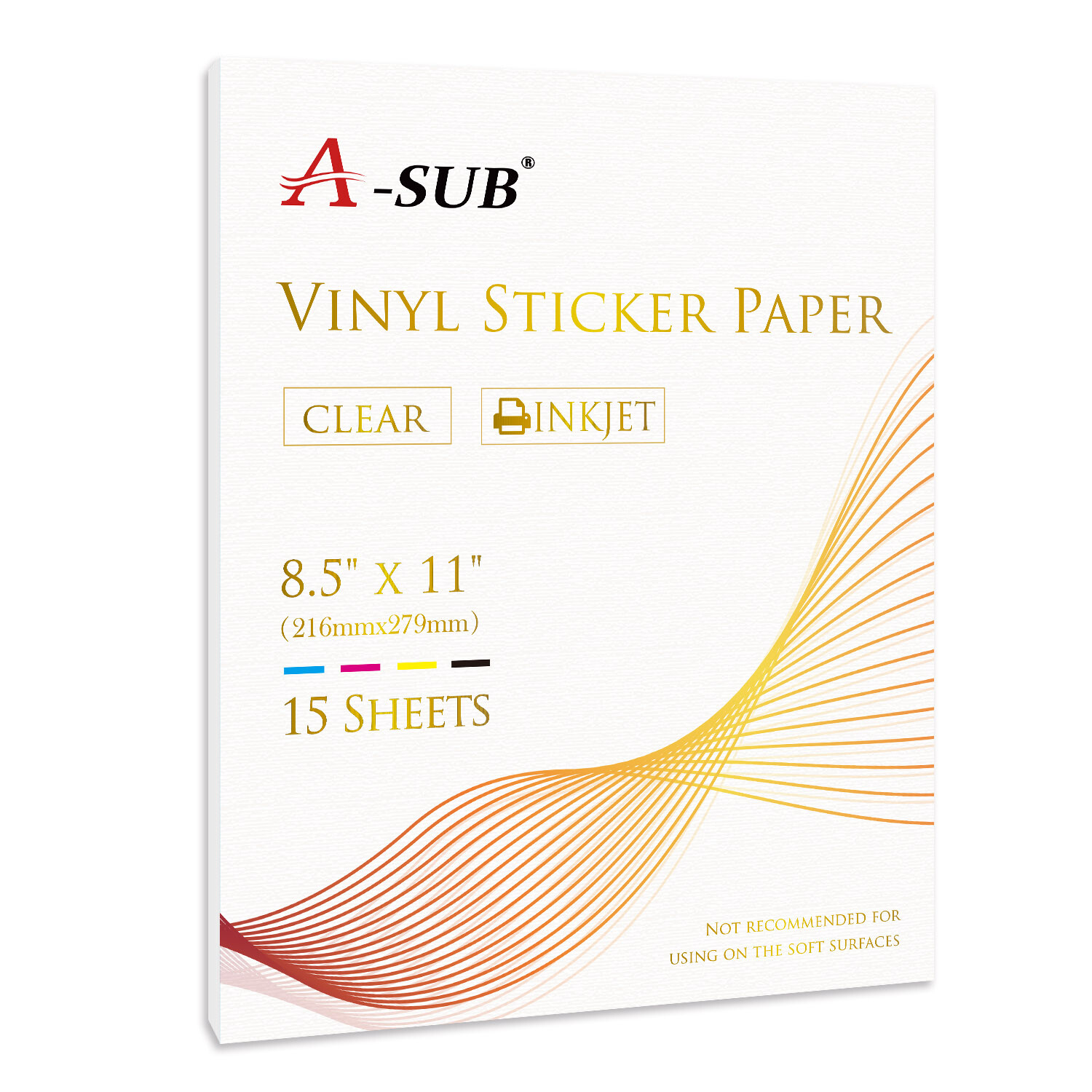 A-SUB Clear Sticker Paper Waterproof for Inkjet Printable Vinyl Sheets 8.5×11