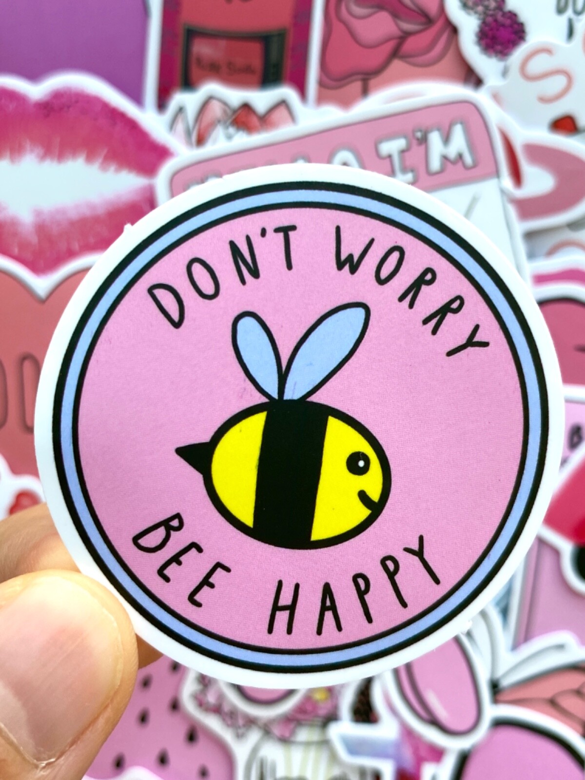 5-50 pcs Cute Pink Kawaii Stickers, Animal Flower Funny Quote Car Laptop Decals