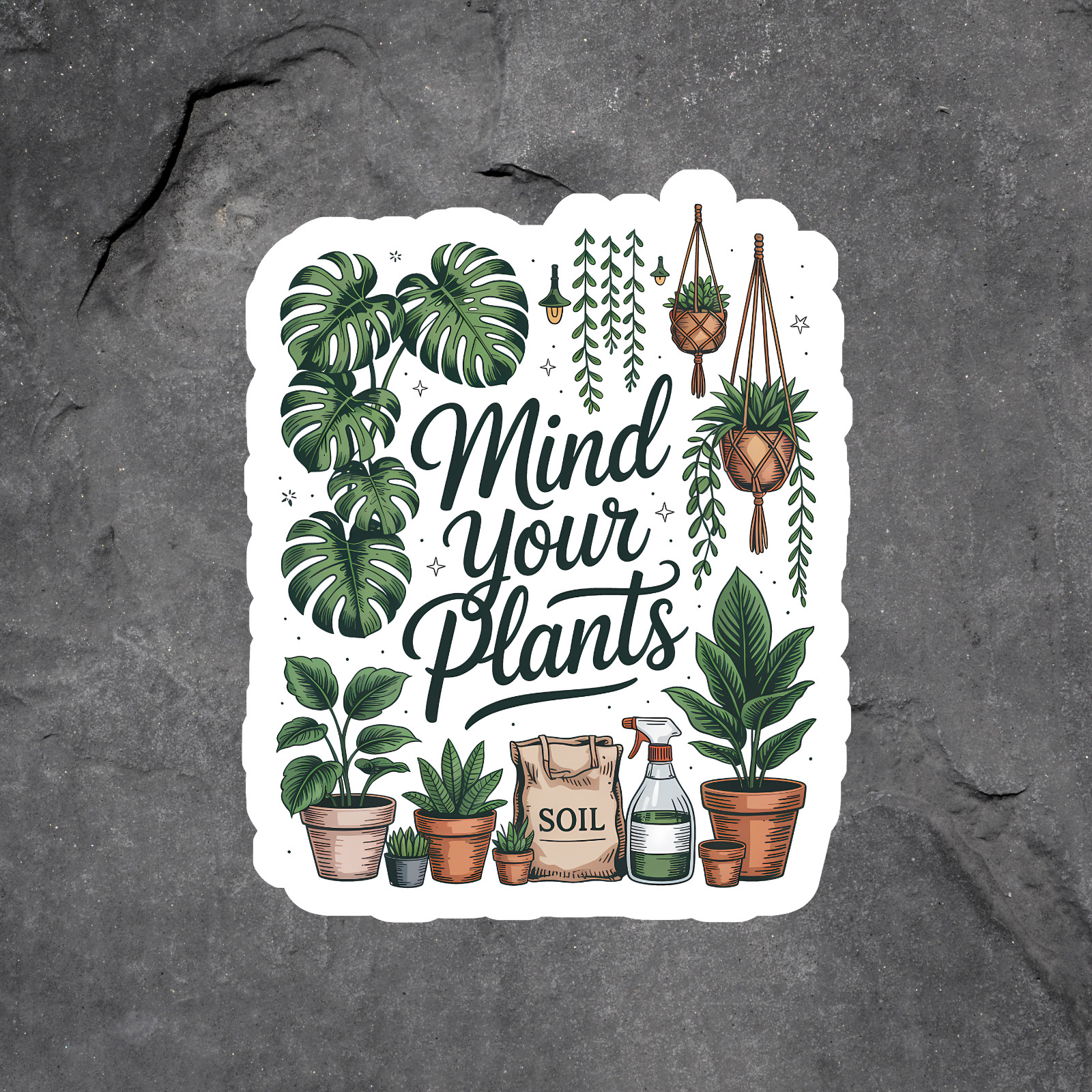 Plant Lover Sticker Vinyl Decal Mind Your Plants Gardening Houseplants