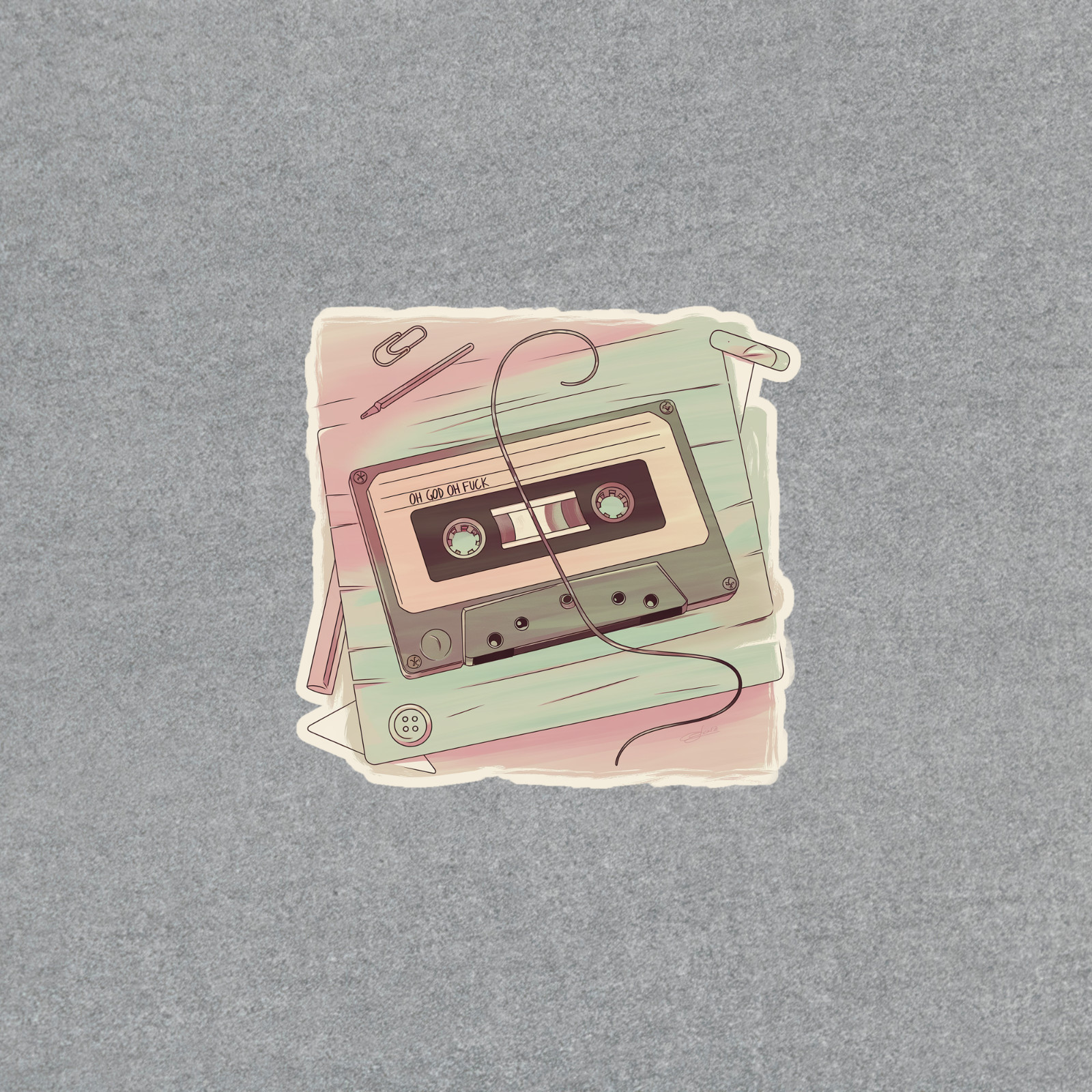 Retro Cassette Tape Sticker – Nostalgic Pastel Aesthetic Music Decal #4664