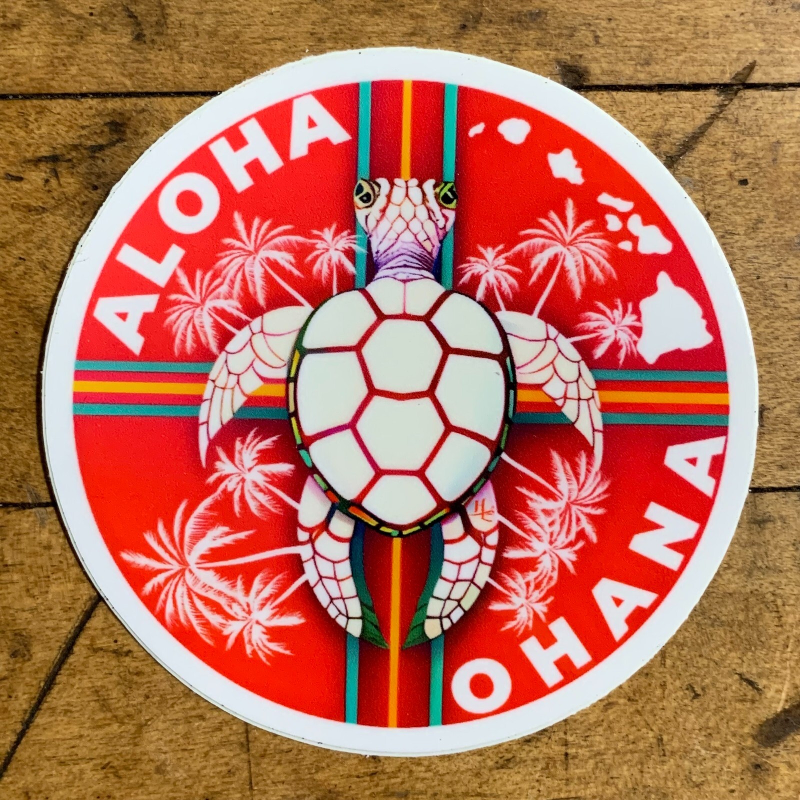 Aloha Ohana Hawaii Sticker – Vinyl Decal Hawaiian Islands Turtle Palm Trees 3"