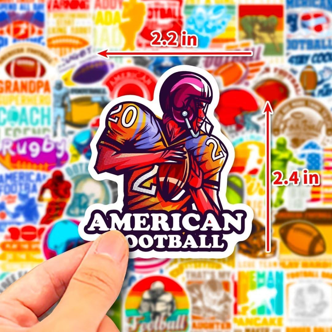 Football Stickers for Kids Teens Adults, 100PCS Vinyl Waterproof Football Sports