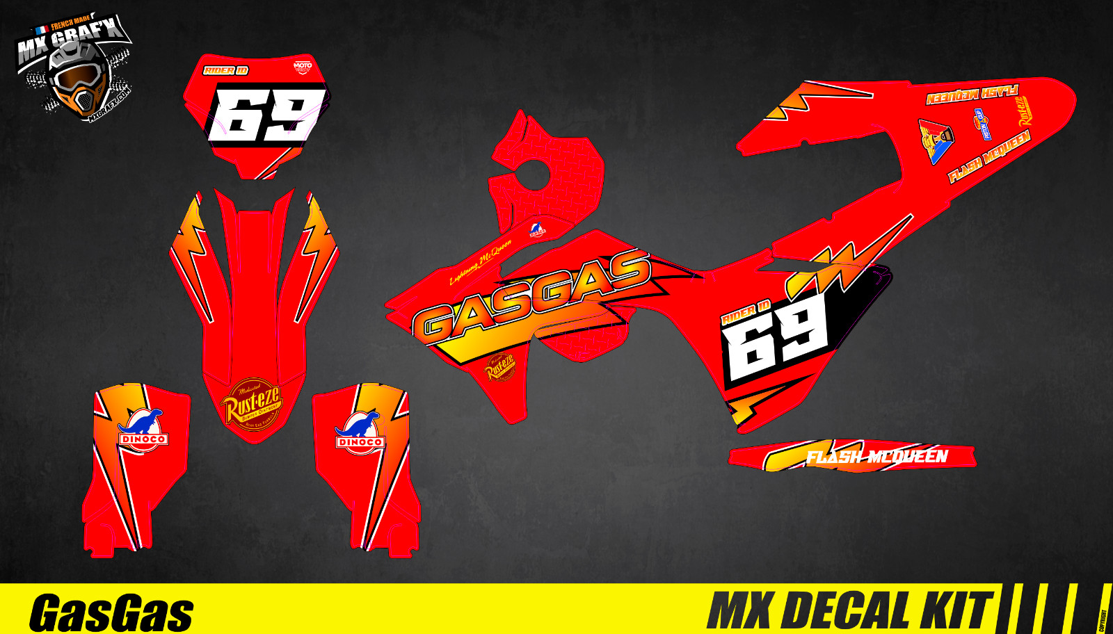 Mx Grafx Moto Decal Kit for Gas Gas Flash Vinyl MX US Multicolor