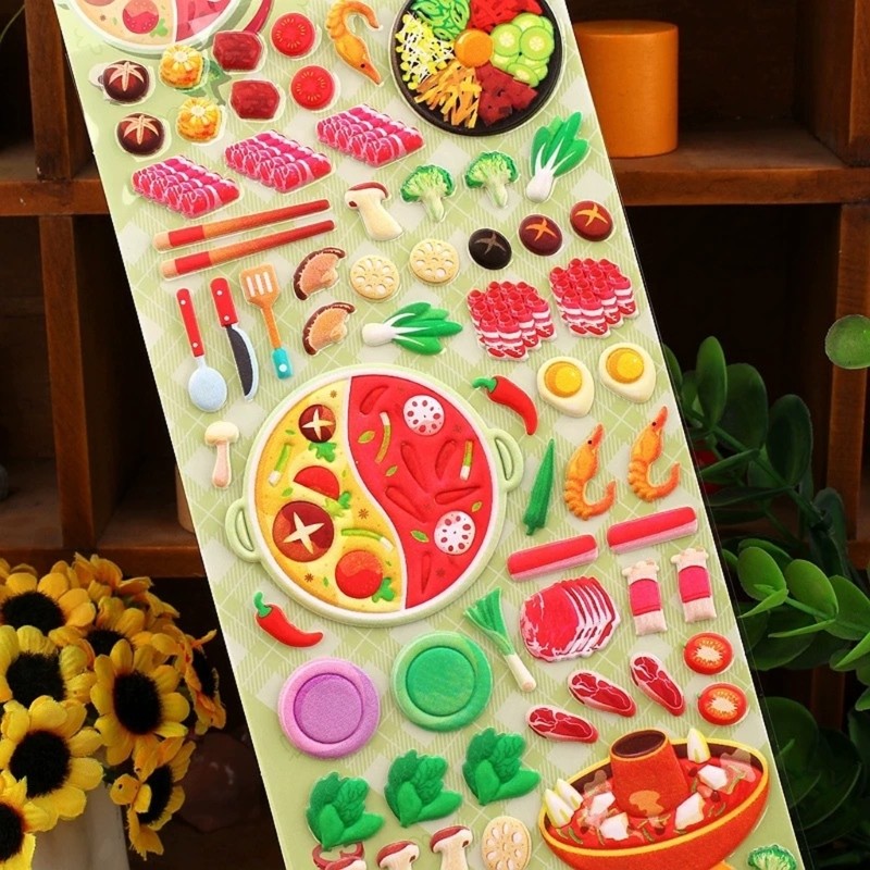 Plastic Pizzas Sticker 3D Kids Craft Assorted Designs Safe Material NoResidue