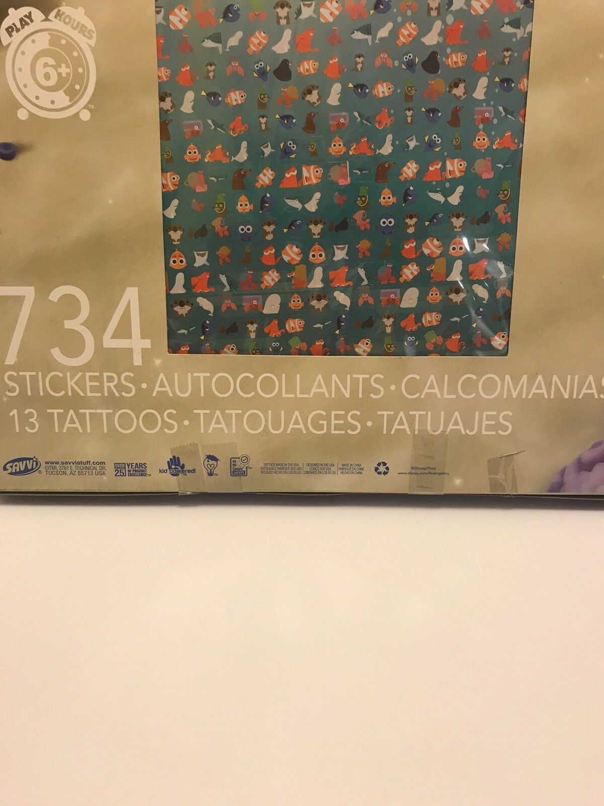 Disney – Finding Dory – Sticker Madness734 Stickers 13 Tattoos In 15X15 Box- New