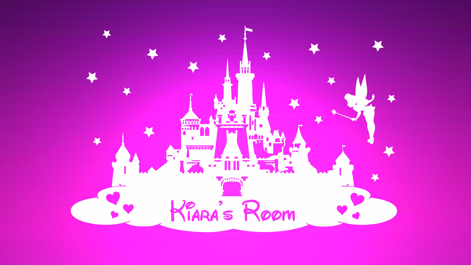 PERSONALISED PRINCESS CASTLE DISNEY WALL STICKER CHILDREN'S BEDROOM FANTASY