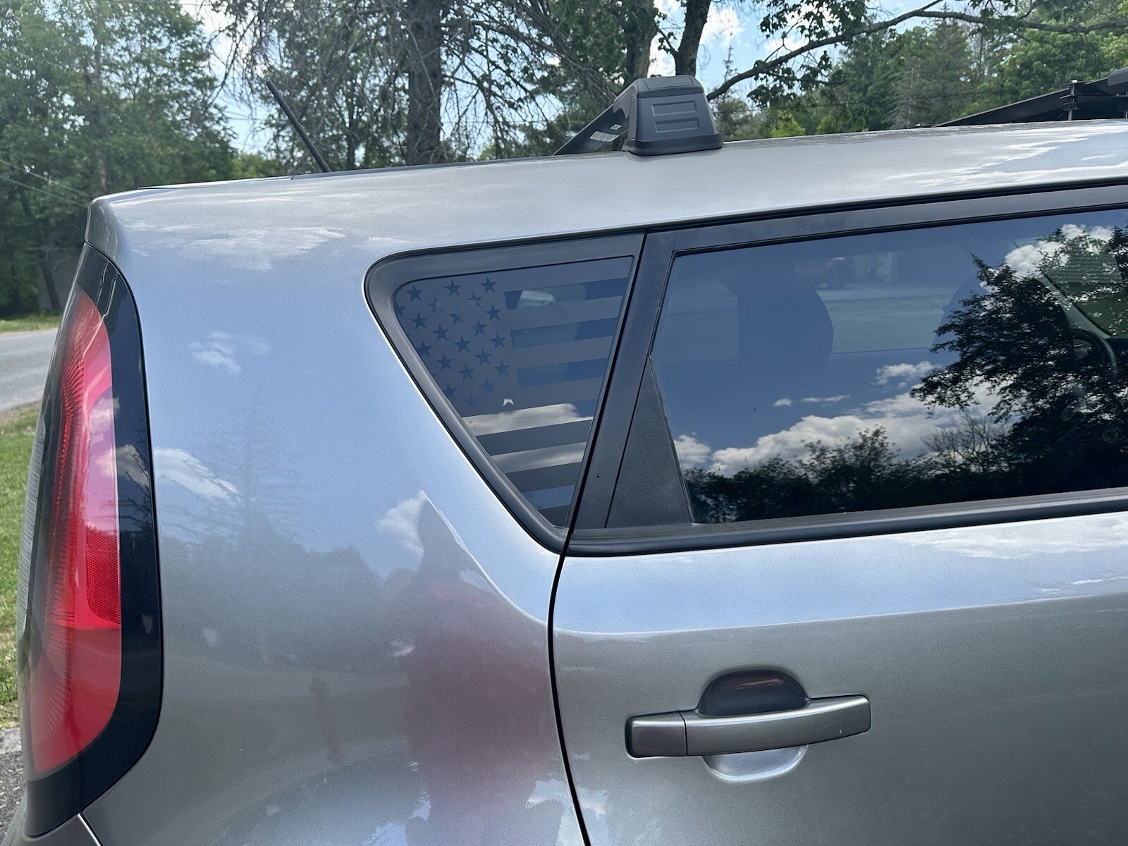 Pair of American flag quarter panel window decals Fit any 2014-2019 Kia Soul