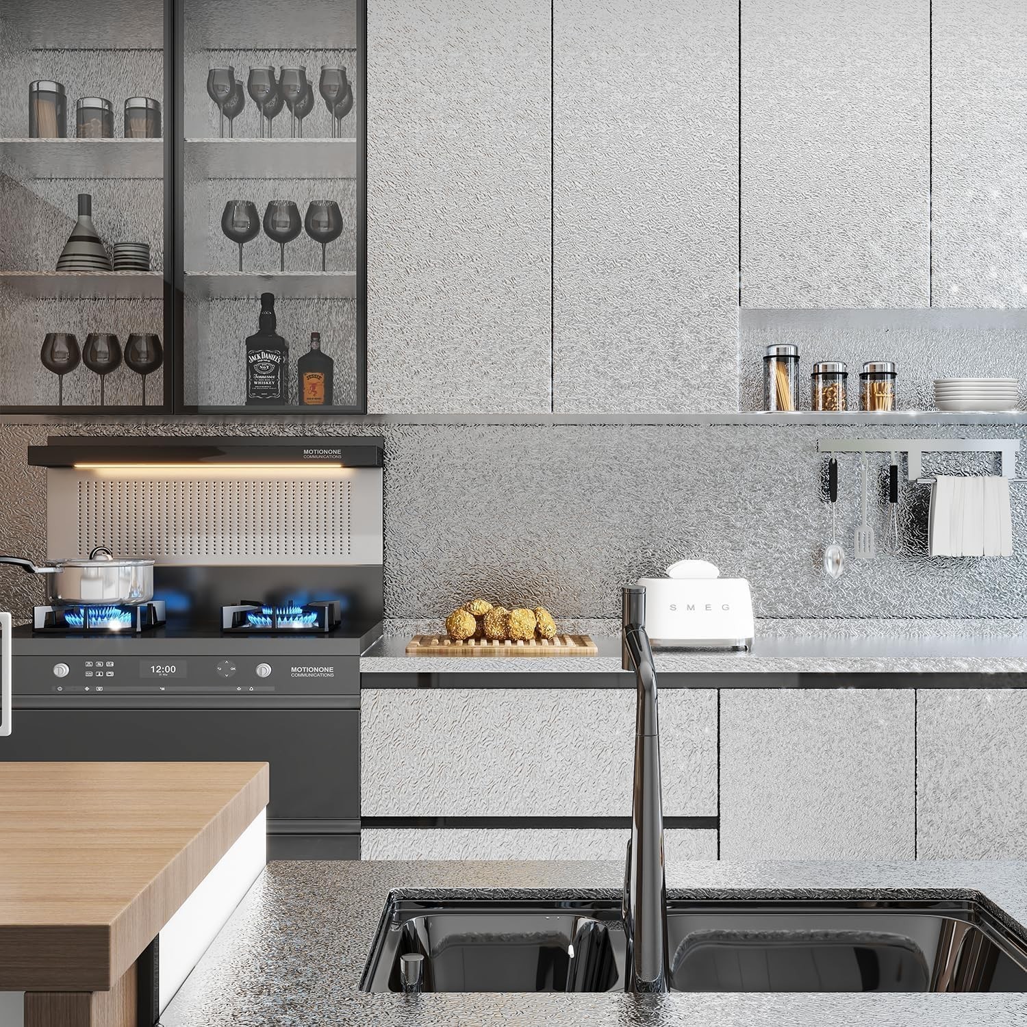 Papel adhesivo aluminio cocina protector contra aceite y agua 15.7×118 encimera