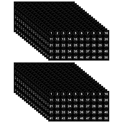 50 Sheets 1 to 50 Number Stickers Consecutive Vinyl Number Labels 0.4 Black