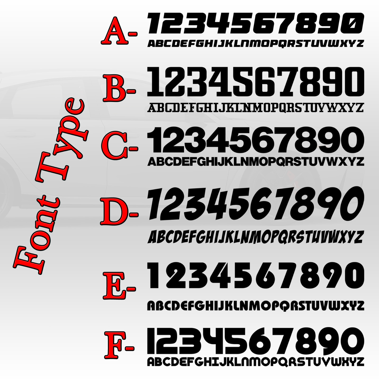Racing Car numbers 2 pack die-cut door custom number rally sport decal V5