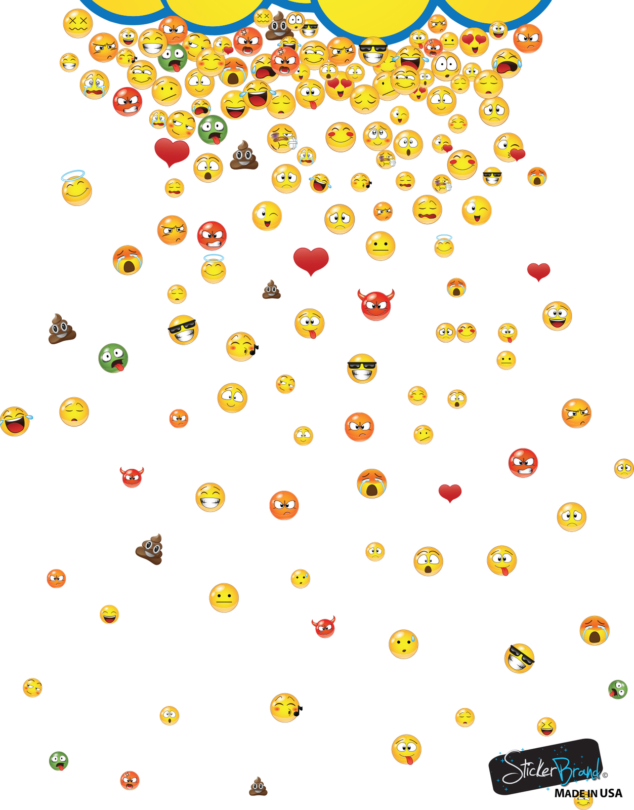 Happy Cloud Raining 200 Smiling Faces Graphic Decal #6093