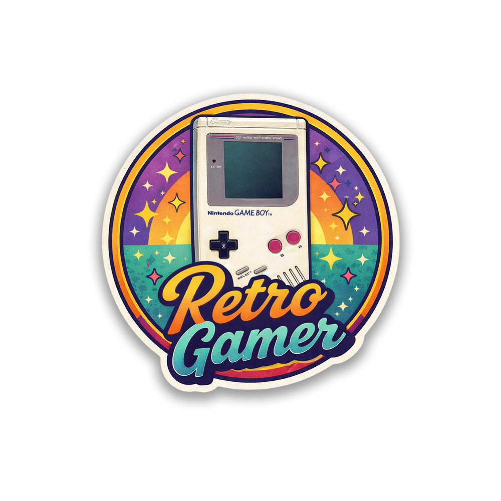 Retro Gamer Sticker 4 Inch Vinyl Decal Game Boy Nintendo Video Gaming Games