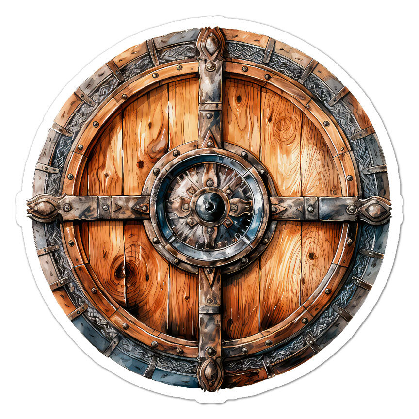 Viking Shield, Vinyl Decal Sticker, Indoor Outdoor, 3 Sizes, #9571