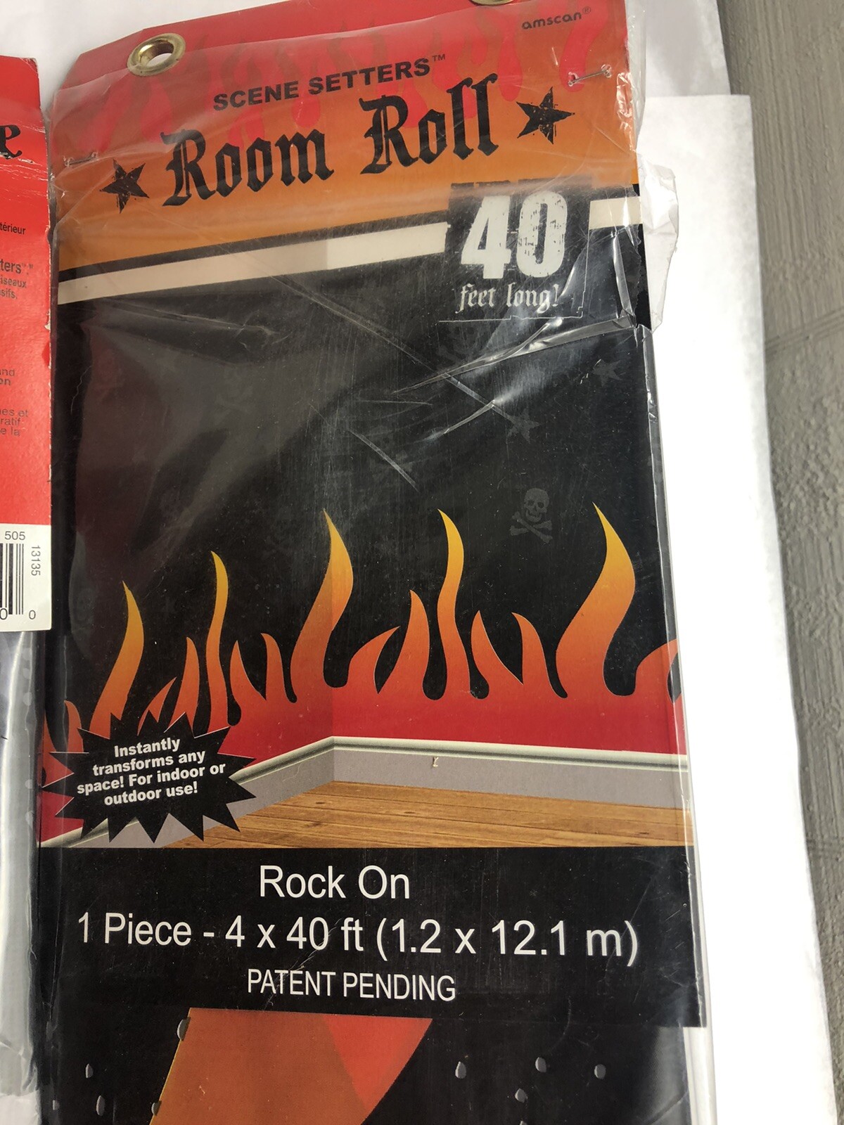 2- PACK of Scene Setters Room Roll 40 Ft Long Skull/flames Decoration Bday Party