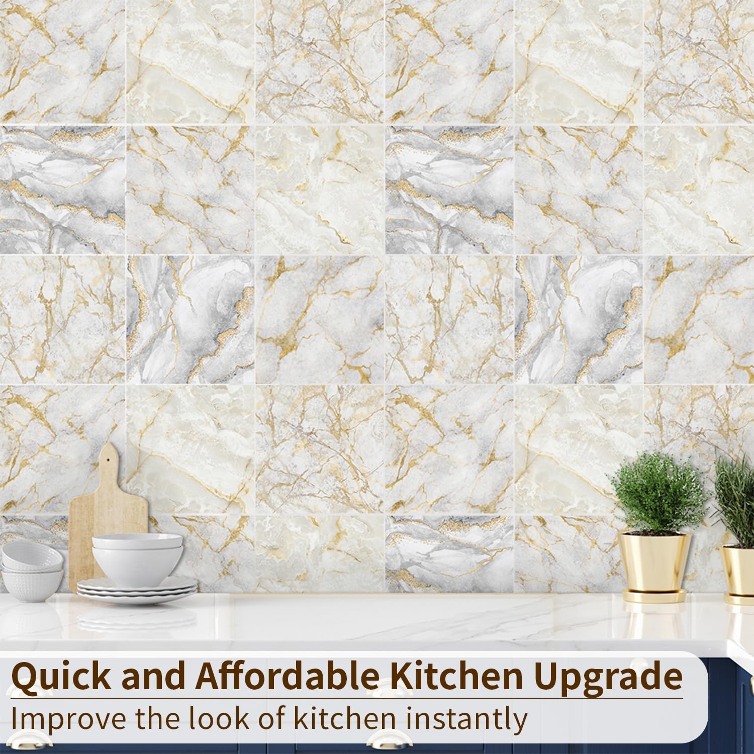 50Pcs Peel and Stick Backsplash Wall Tile for Kitchen Bathroom Laundry Room, …