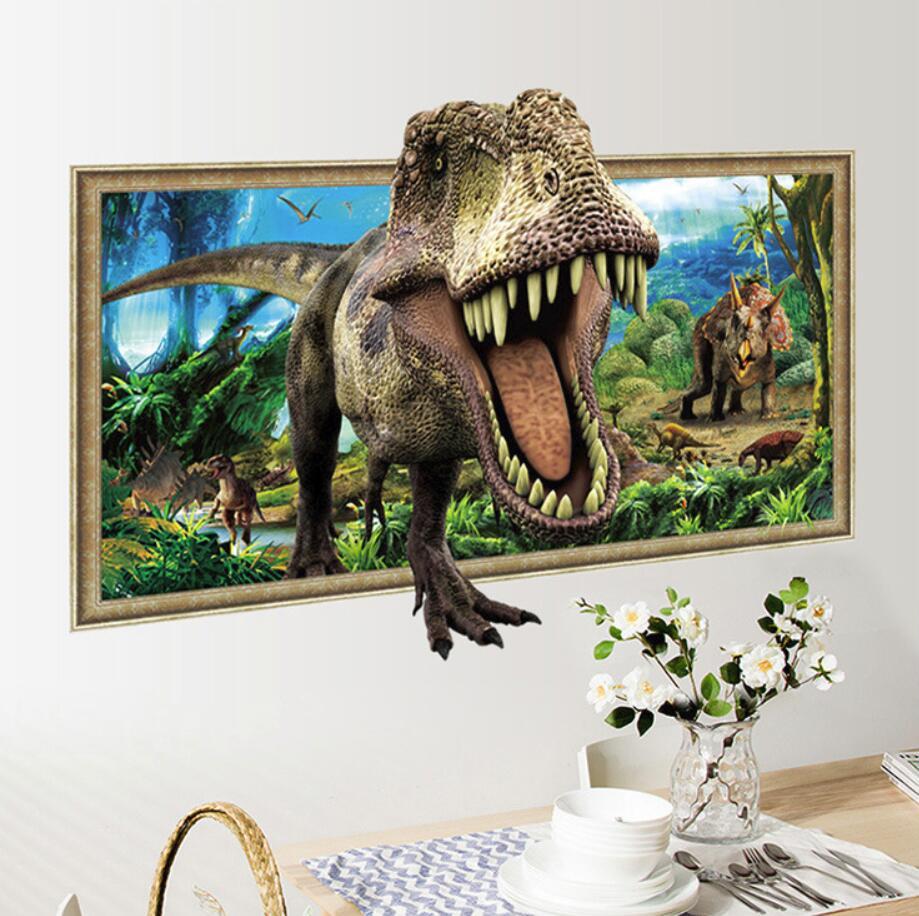 NEW 3D dinosaur T rex Removable Wall Stickers Decal Kids bed room Home Decor USA