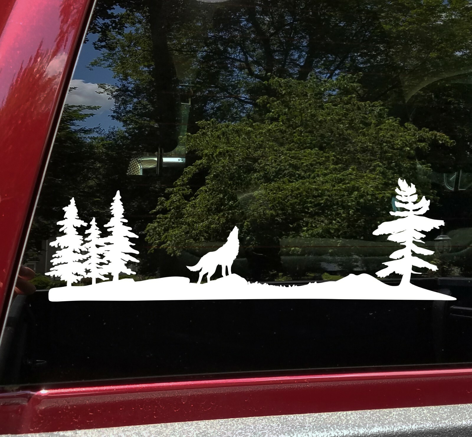 Howling Wolf Trees Scene V2 – RV Graphics Camper Travel Trailer Die Cut Sticker