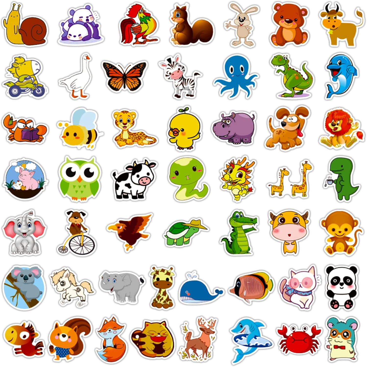 Cute Animal Stickers for Kids, 100 Pcs Zoo Animal Stickers for Water Bottle, Vin