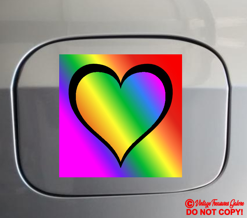 GAY PRIDE MONTH RAINBOW HEART Vinyl Sticker Car Window Wall Bumper Decal LGBT
