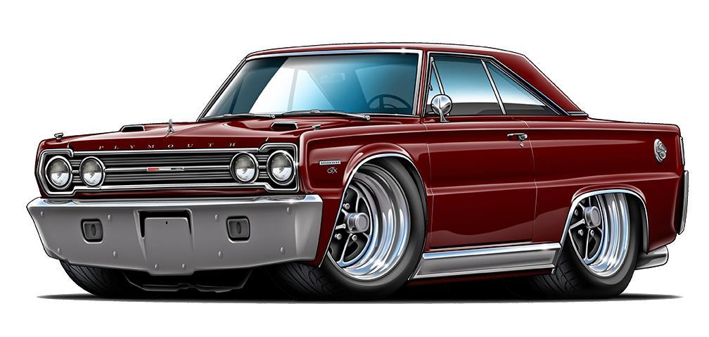 1967 Plymouth GTX Muscle Car-toon Wall Art Graphic Sticker
