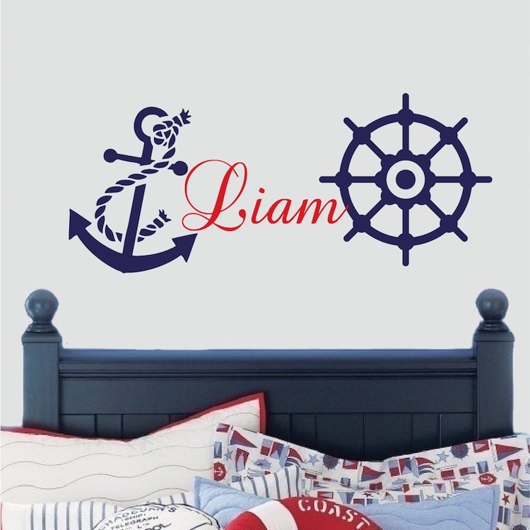 Custom Sail Wall Decal Nautical Room Personalized Self Adhesive Sticker, b67