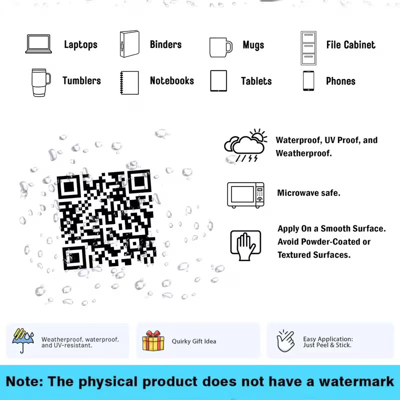 Rick Roll Prank QR Code Stickers – Set of 9 – Waterproof