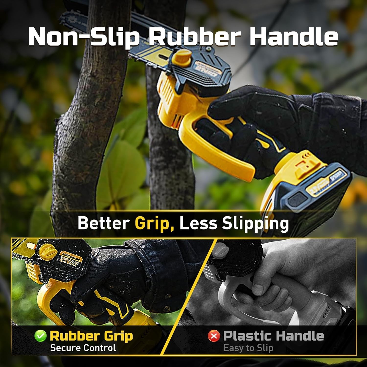 Mini Chainsaw Cordless 21V 2.0Ah Battery Powered Pruning Saw Electric 6-Inch