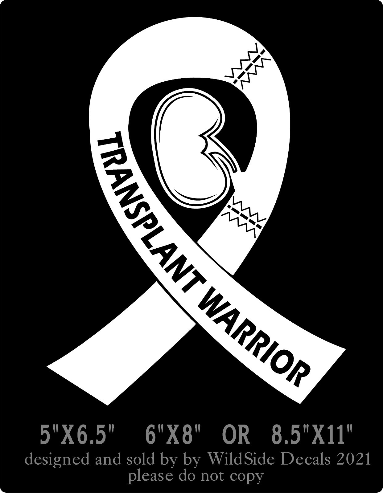 Kidney Transplant Warrior Decal Memorial Ribbon Vinyl Car Truck Laptop Sticker