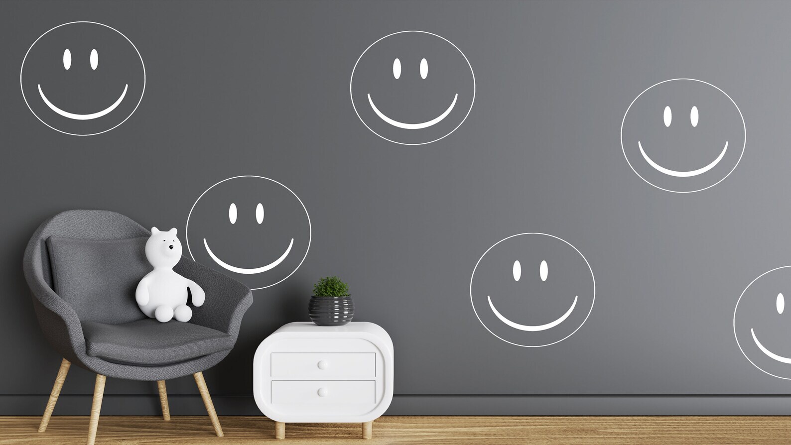 Smiley Face Wall Decal Vinyl Wall Sticker, Great for Playroom Nursery Decor 6pc