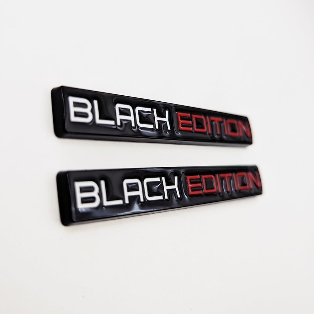 2X Chrome Metal Black Edition Car Emblems – 3D Auto Badge, Universal Fit