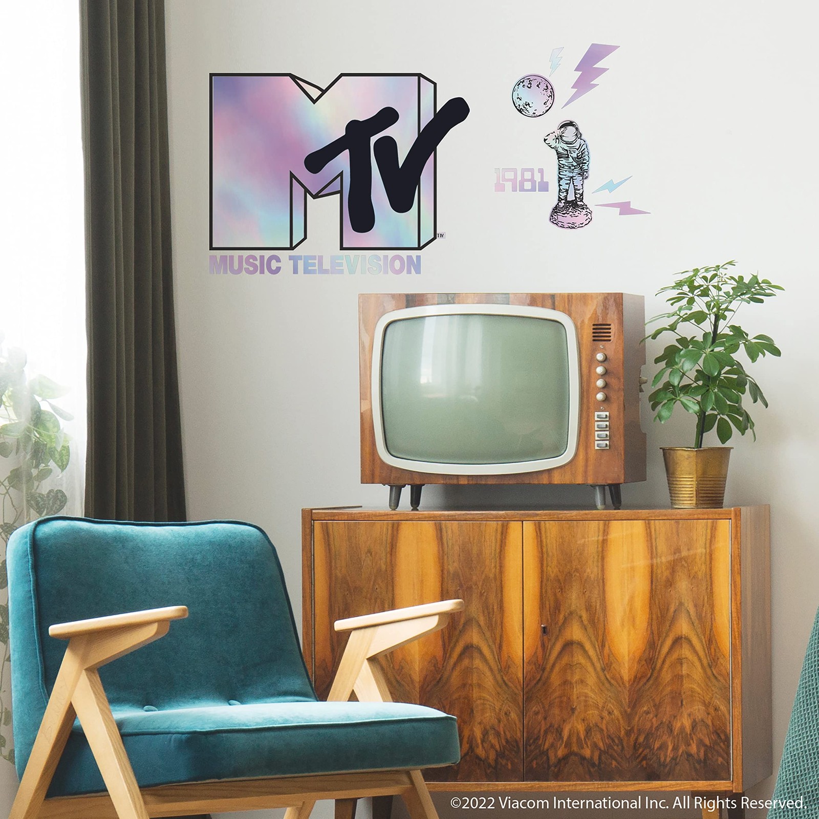RMK5268GM MTV Holographic Peel and Stick Giant Wall Decals
