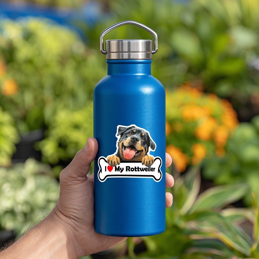 I Love My Rottweiler Sticker Vinyl Decal | Car Laptop Water Bottle