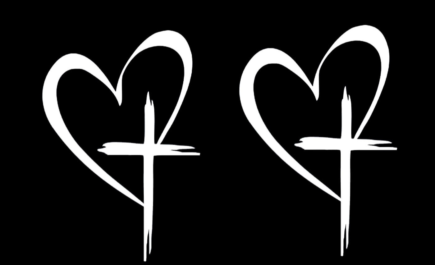 Heart Love Cross Faith Hope Two PK 5" Vinyl Decal Car Windows – Any Flat Surface