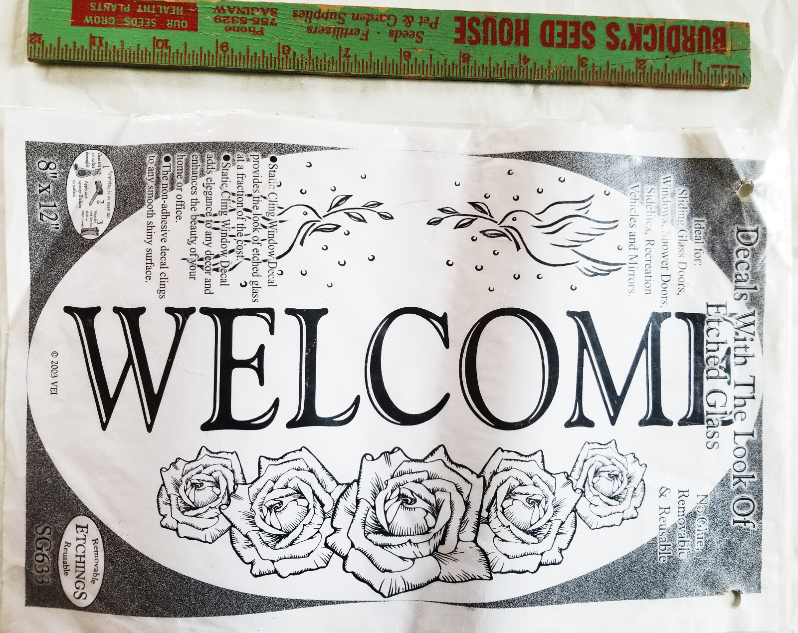 Welcome Decal Sticker for Glass Door or Window 8 x 12 New Removable Etchings VEI