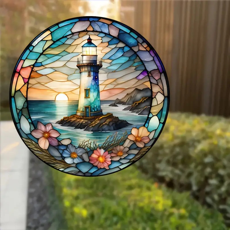 Lighthouse Sea Anti-Static PVC Window Sticker for Car, RV, and Home Decor