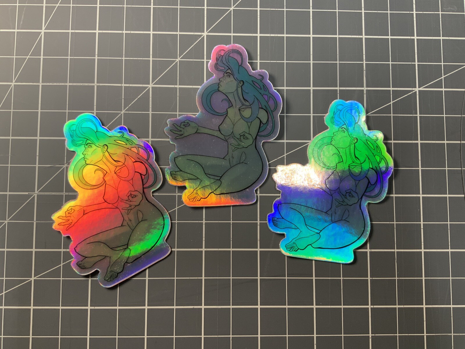 Meditate 3” Holographic￼ Vinyl Sticker Johnny Larson Street Art Mind Zen Spirit