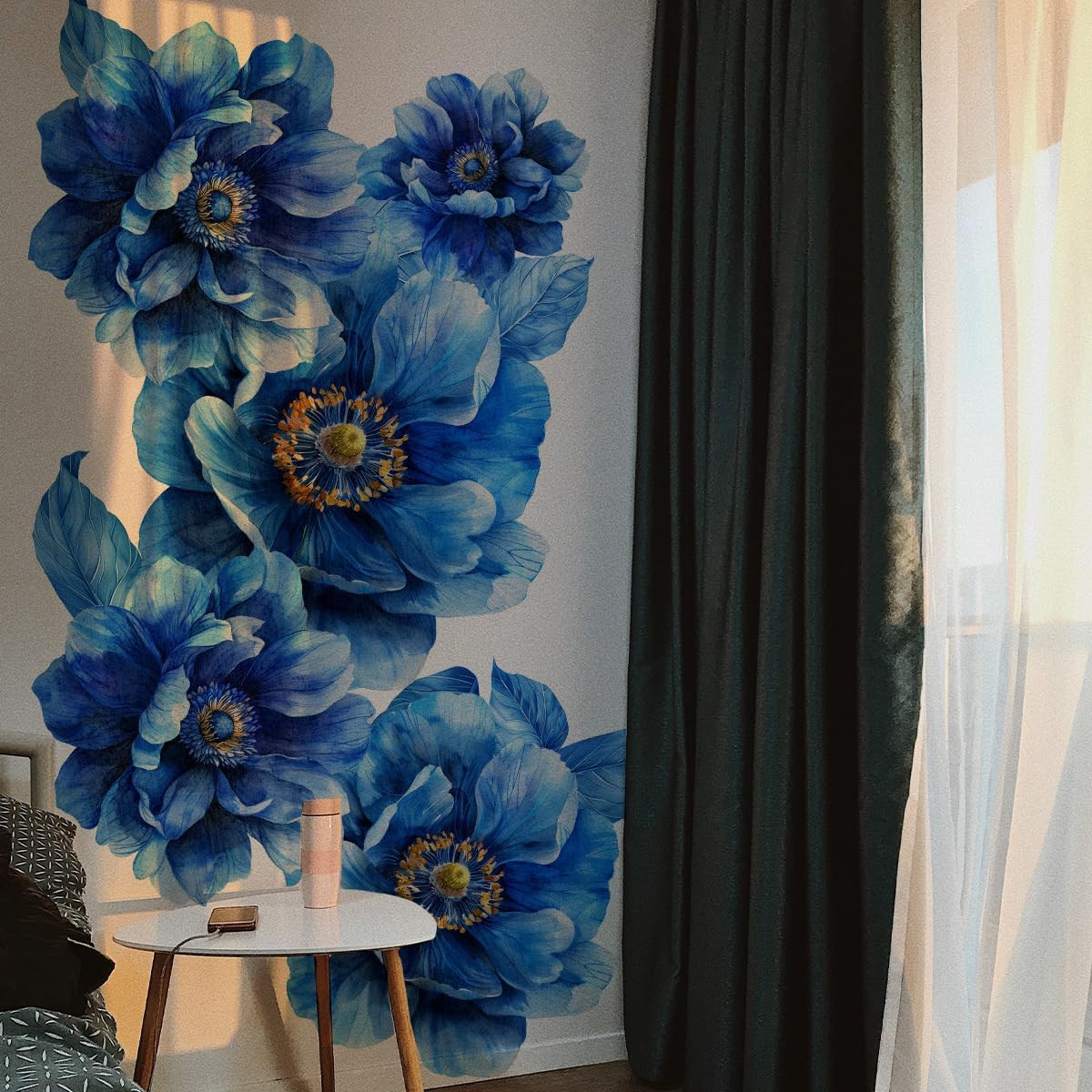 Large Peony Flower 3D Wall Art Decals Floral Mural Stickers for Bedroom