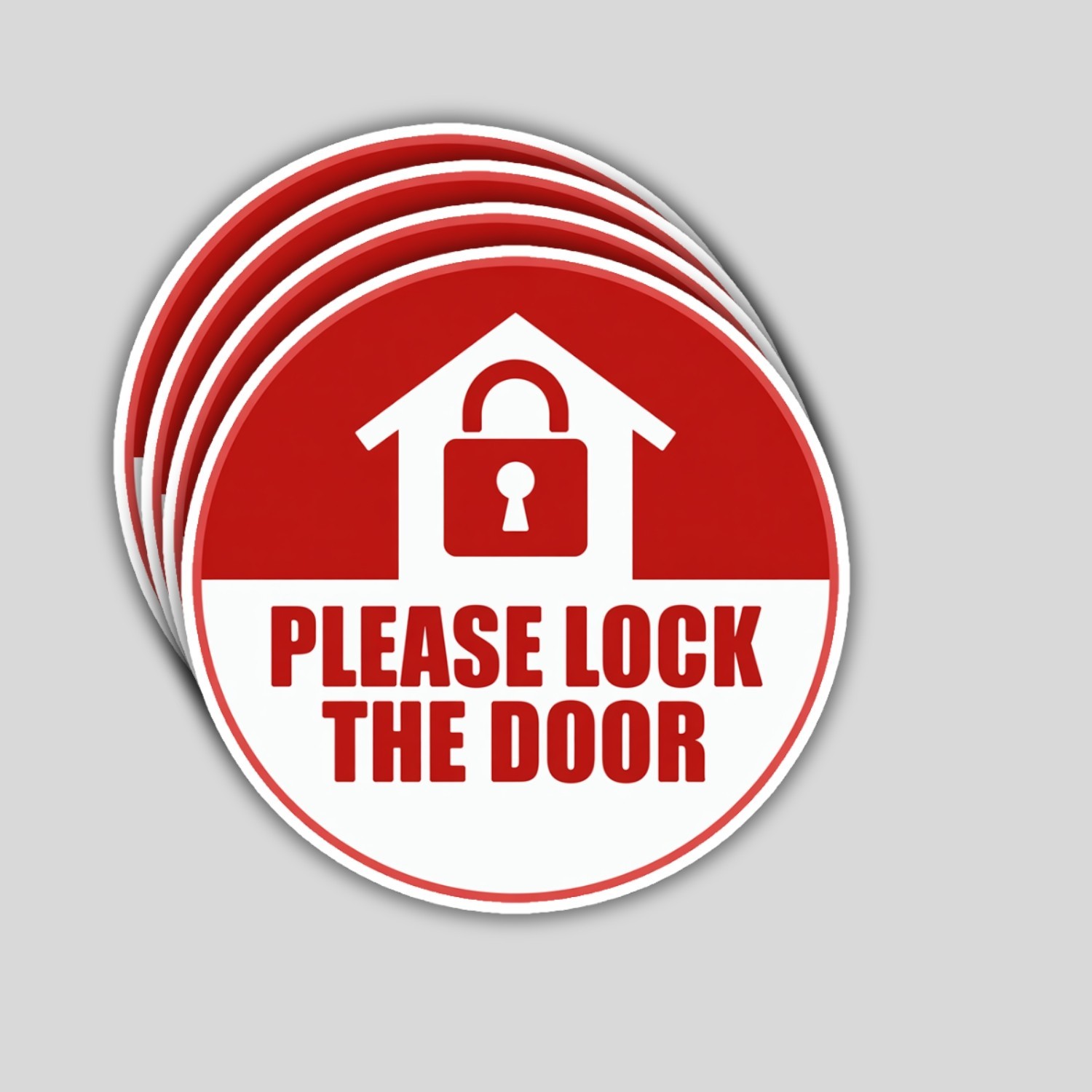 Please Lock the Door Stickers: Waterproof Vinyl Warning Labels, 4-Pack