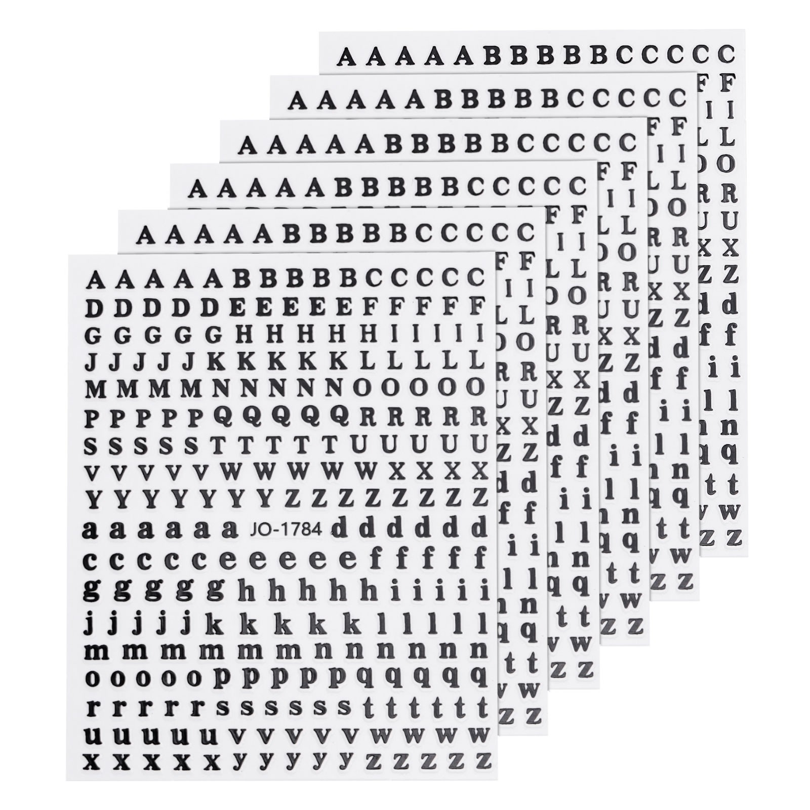 6 Sheets Letter Nail Stickers Self-Adhesive Alphabet Nail Stickers DIY Black