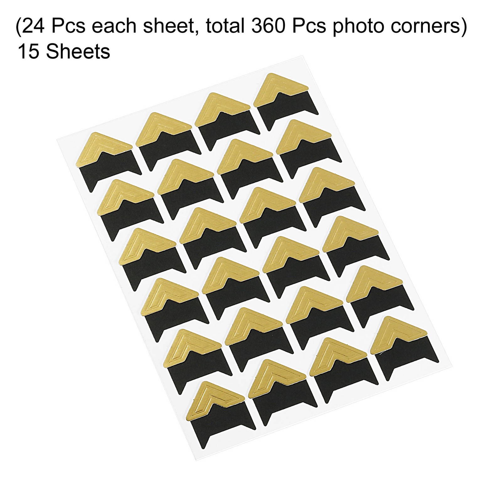 15Sheets/240Pcs Photo Corners Adhesive DIY Picture Mounting Sticker Golden