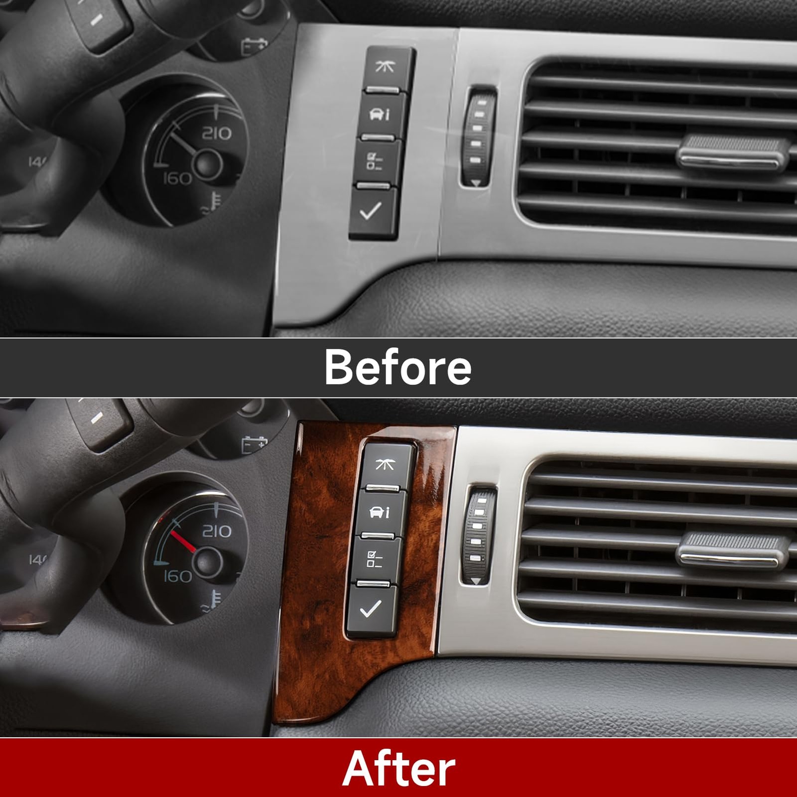 Car Dash Trim Panel Decal Wood Grain Stickers for Silverado Tahoe GMC Sierra