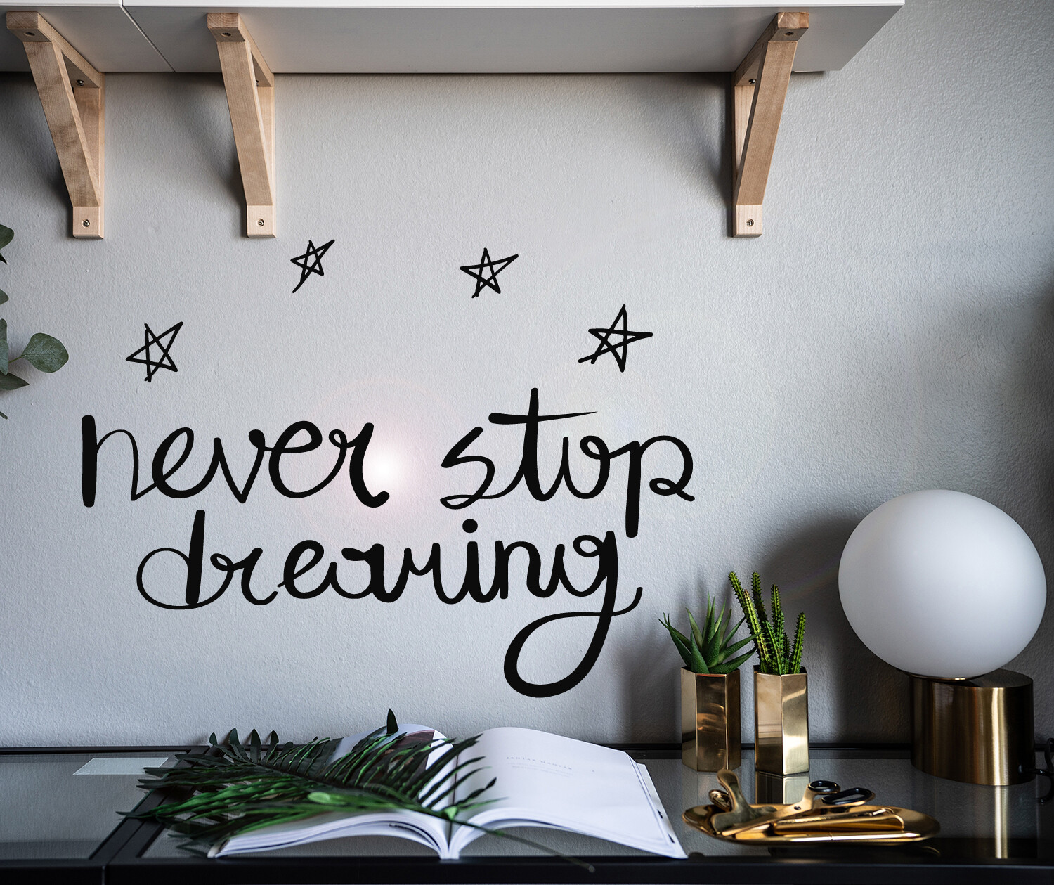 Vinyl Wall Decal Never Stop Inspirational Stars Stickers 22.5 in x 17 in gz033