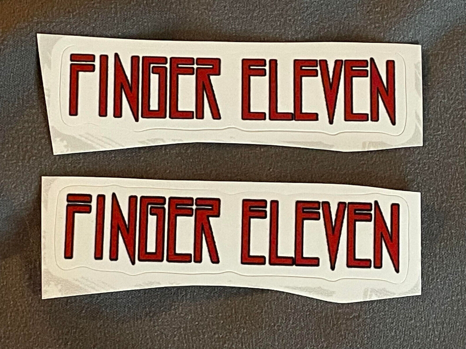 Lot (2) FINGER ELEVEN 5/8" x 2 7/8" Band Logo STICKERS Red FAST! FREE SHIP!