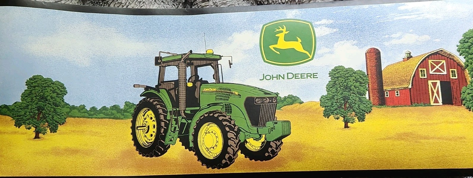 JOHN DEERE contemporary wall paper border 5yds TRACTOR farm vinyl wallpaper RARE