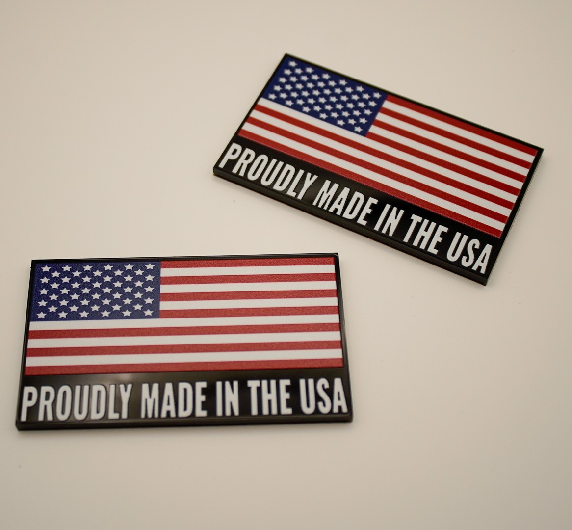 Made In The USA 3D Acrylic Emblem Badge American Flag Toolbox Garage Fenders 2PC