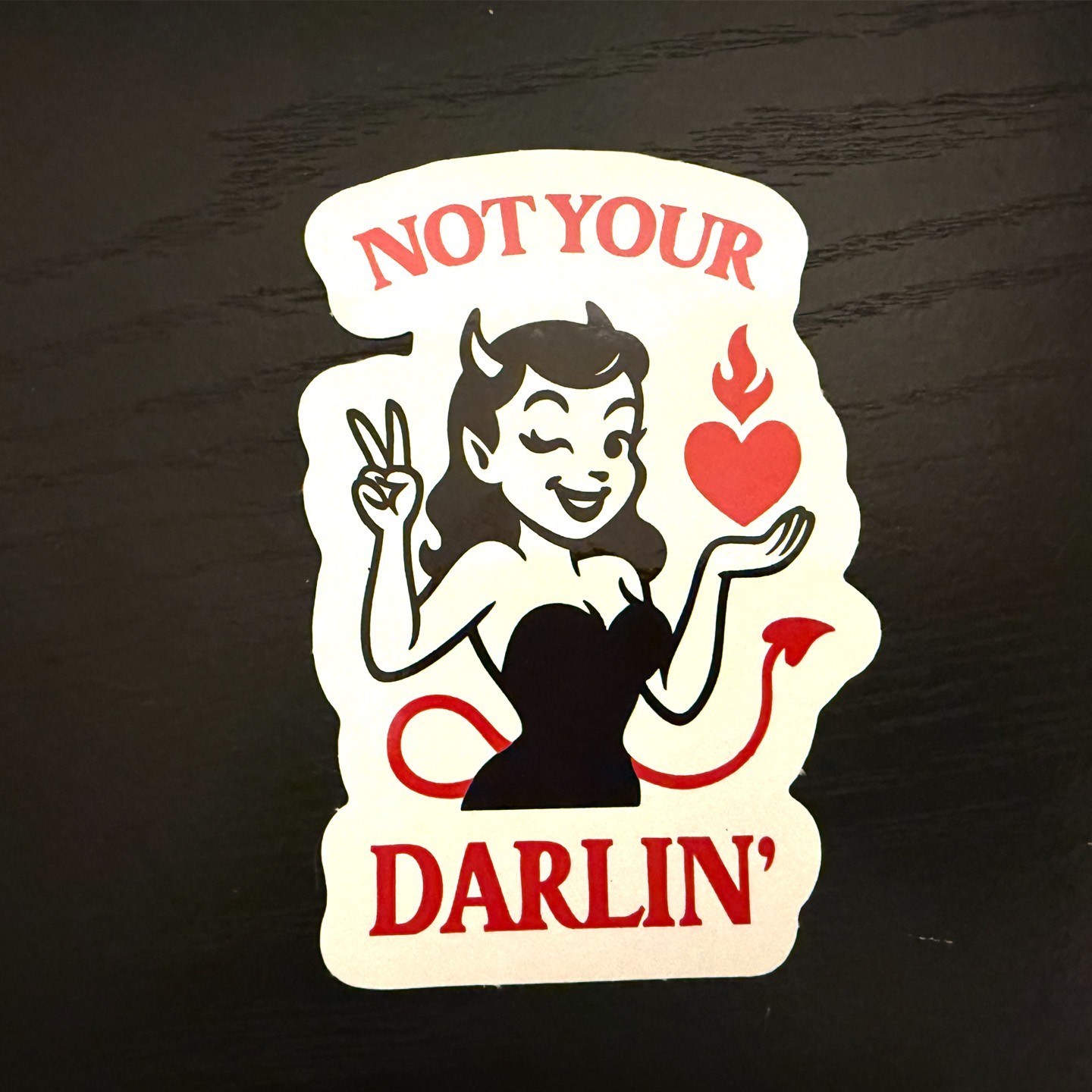 Not Your Darlin Sticker 4×3 Retro Devil Girl Decal Vintage Pinup Rockabilly Art