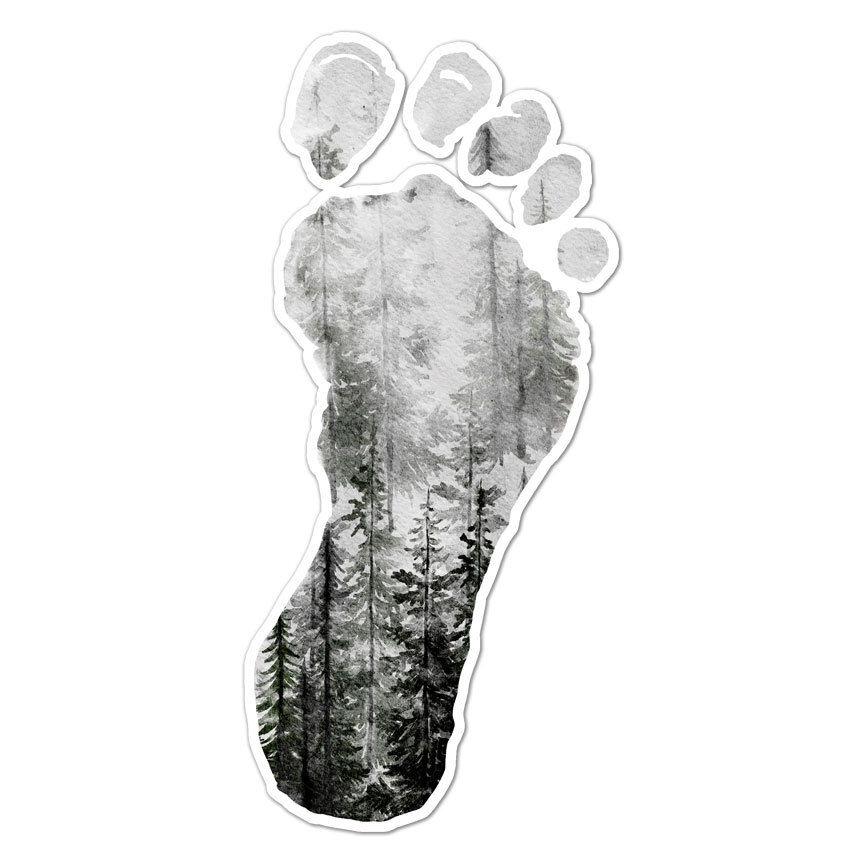 Footprint Bigfoot, Vinyl Decal Sticker, Indoor Outdoor, 3 Sizes, #9217
