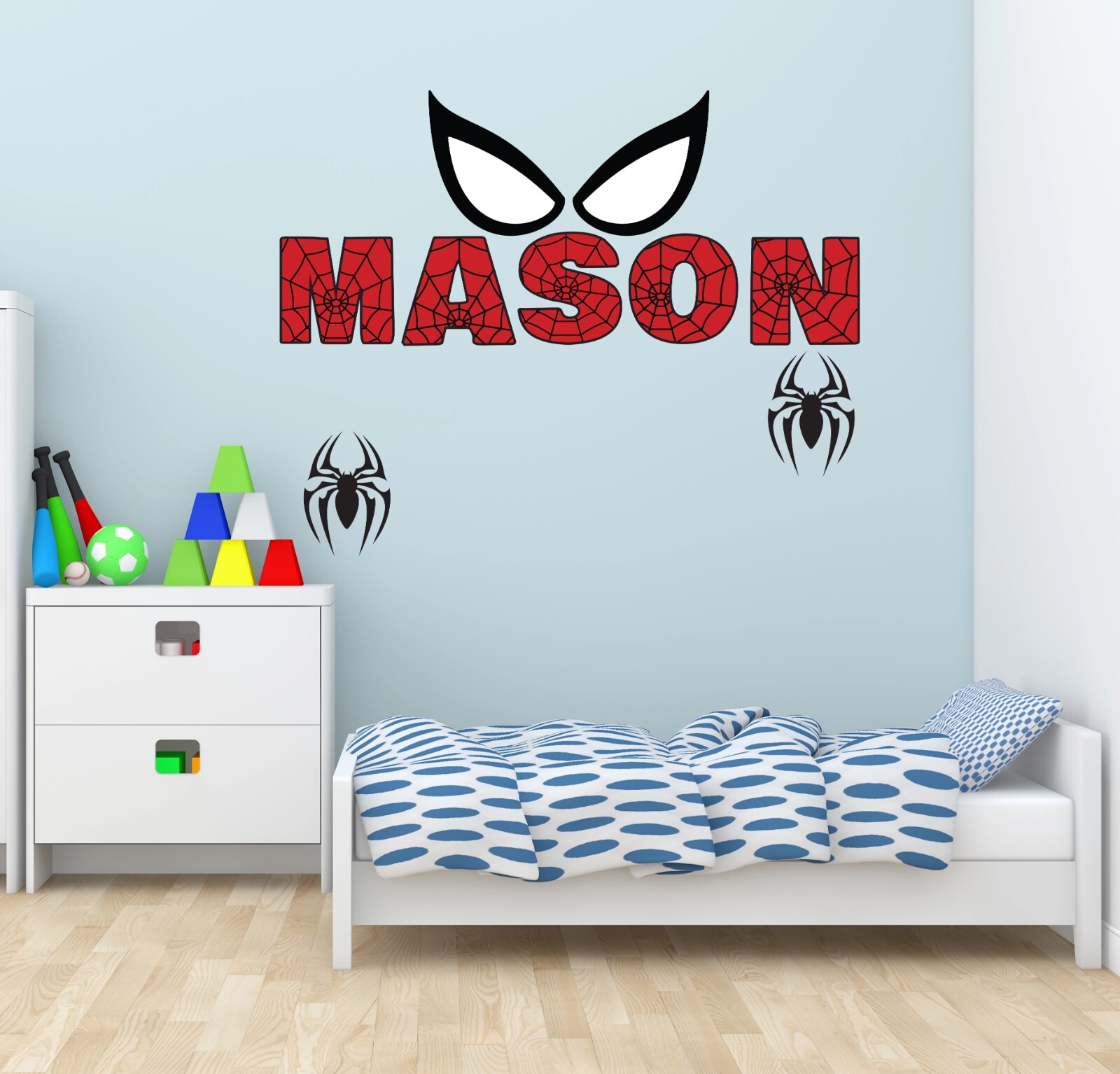 Custom Name Spider Wall Sticker Personalized Spider Wall Decal Kids Room Decor