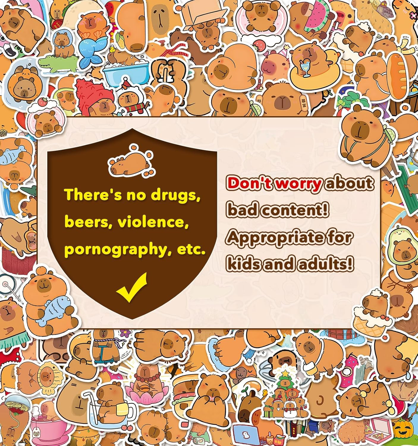 200pcs Capybara Stickers, Cute Vinyl Stickers Laptop Water Bottle Stickers for K